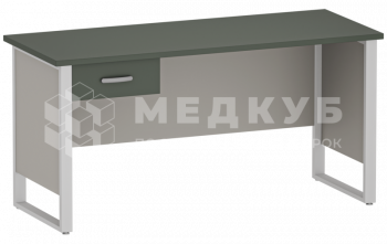 Стол медицинский на металлическом сварном каркасе Меделия М-СЛМ-120/60ДП (УЛДСП, с накладками и 1 ящиком, 1500*600*750) - ViaMedis